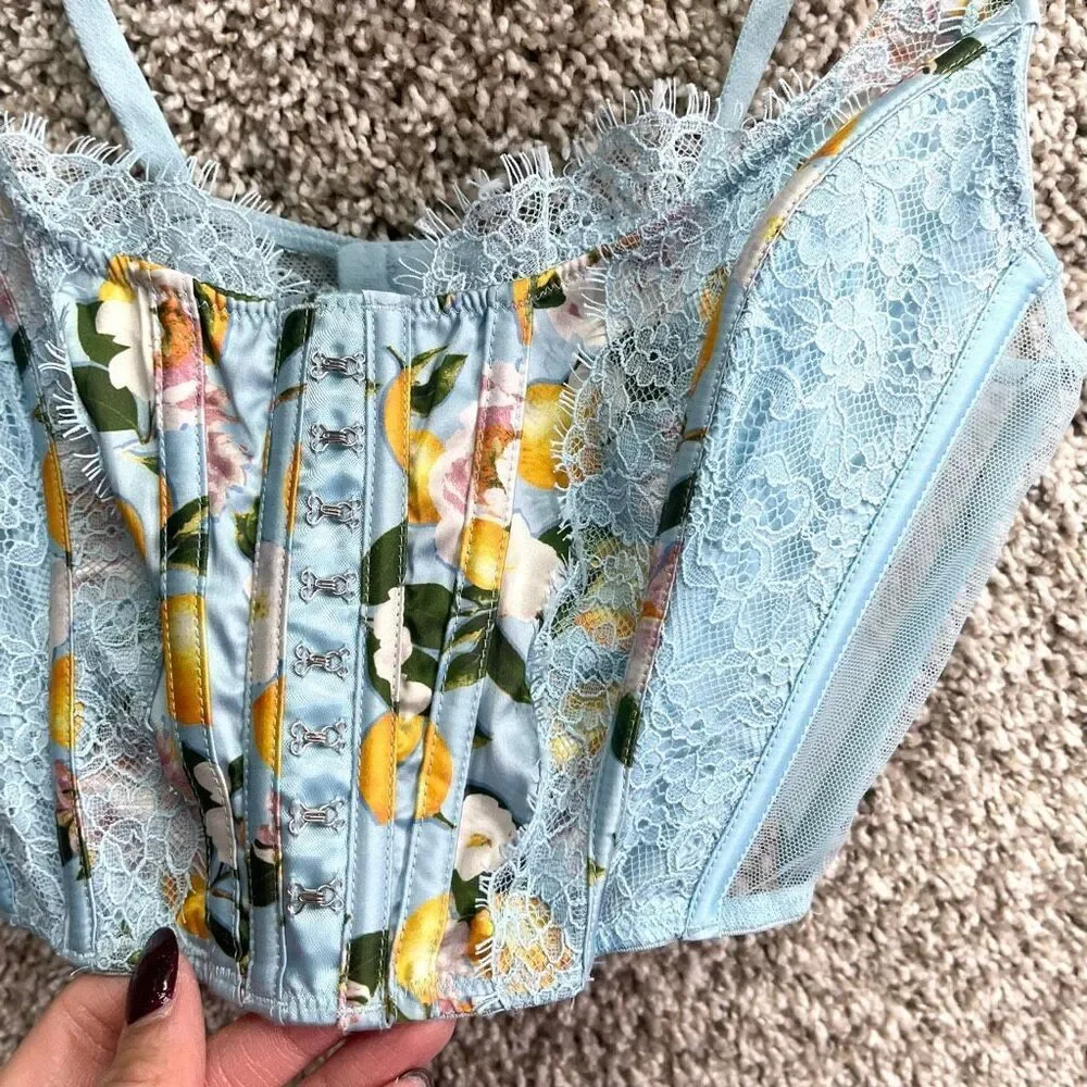 Victoria’s Secret Bra Women’s Medium Dream Angels Blue Lace Corset‎ Longline